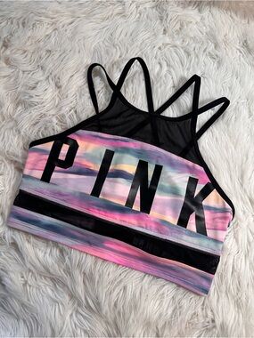 VS PINK • Ultimate 2017 High Neck Micro Mesh Watercolor Sports Bra Top